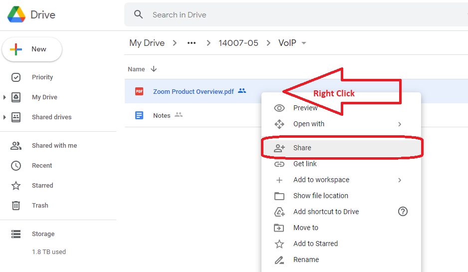 How to share Google Drive files to a chat 
